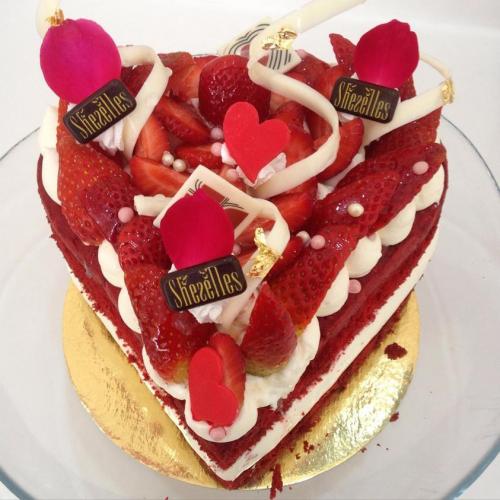 Gâteau Forme Cœur Fruits Heart Frut Framboise Fraise