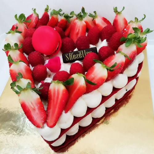 Gâteau Forme Cœur Fruits Heart Frut Framboise Fraise