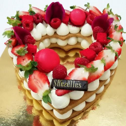 Gâteau Forme Cœur Fruits Heart Frut Framboise Fraise