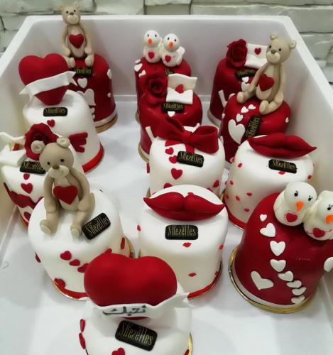 Gâteau Individuel Saint Valentin Amour Gâteau Couple Amoureux Une Deux Personnes