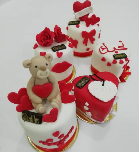 Gâteau Individuel Saint Valentin Amour Gâteau Couple Amoureux Une Deux Personnes