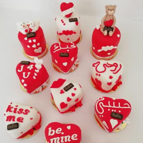 Gâteau Individuel Saint Valentin Amour Gâteau Couple Amoureux Une Deux Personnes