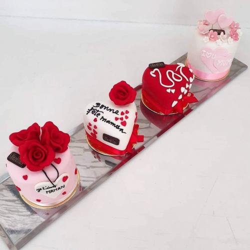 Gâteau Individuel Saint Valentin Amour Gâteau Couple Amoureux Une Deux Personnes