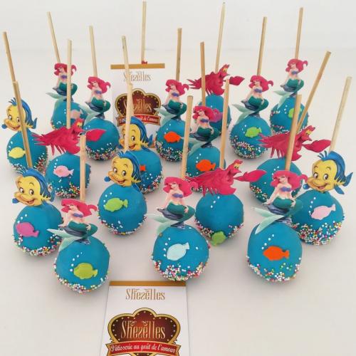 Cakepops pops gateau cakepops anniversaire personnalise theme sirene litle mermaid 