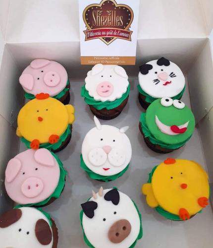 Cupcakes anniversaire cupcakes cupcake personnalise theme animaux poule mouton vache