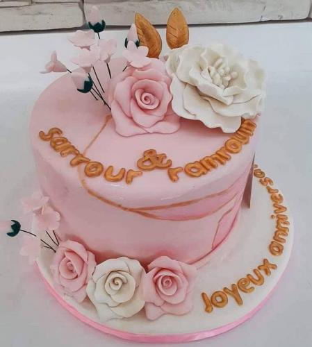 Gâteau anniversaire femme fleurs florale chic luxe gâteau femme chic fleurs jolie modèle