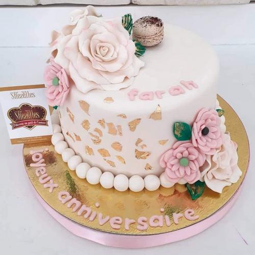 Gâteau anniversaire femme fleurs florale chic luxe gâteau femme chic fleurs jolie modèle