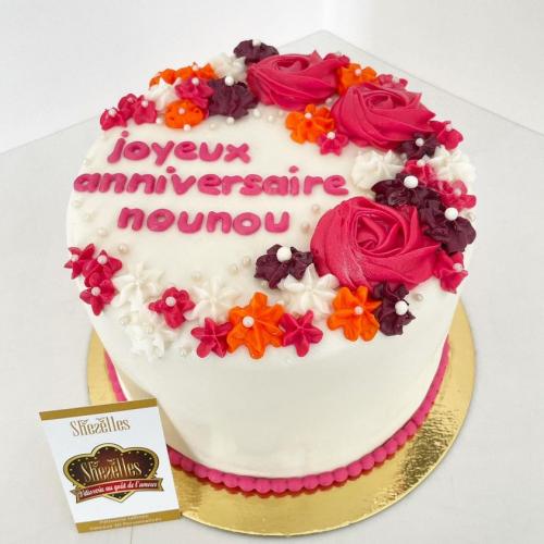 Gâteau anniversaire femme fleurs florale chic luxe gâteau femme chic fleurs jolie modèle