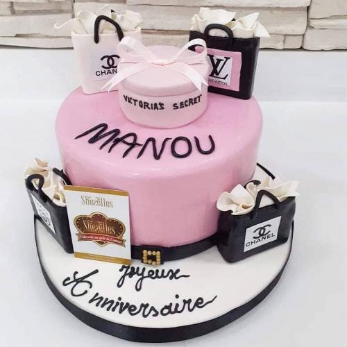 Gâteau anniversaire sac shopping gâteau sac main dior chanel louis vuiton YSL