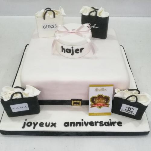 Gâteau anniversaire sac shopping gâteau sac main dior chanel louis vuiton YSL