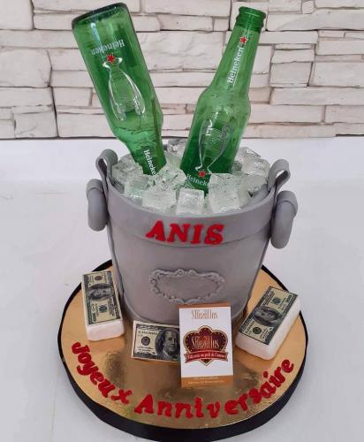 Gâteau anniversaire pour homme chic gâteau bière alcool whisky gâteau vodka jackdaniel seau glaçon