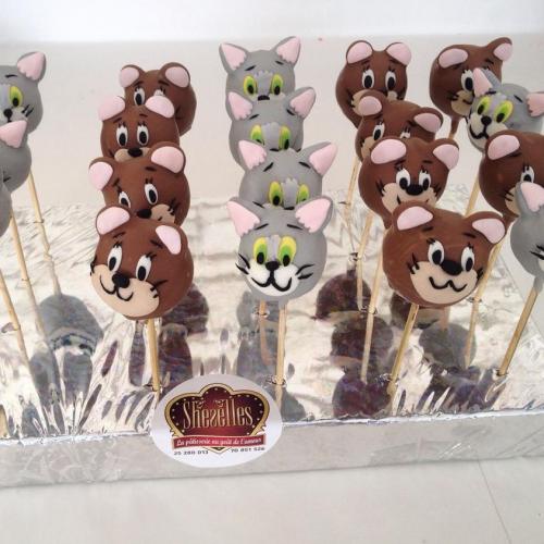 Cakepops pops gateau cakepops anniversaire personnalise theme Tom Jerry 