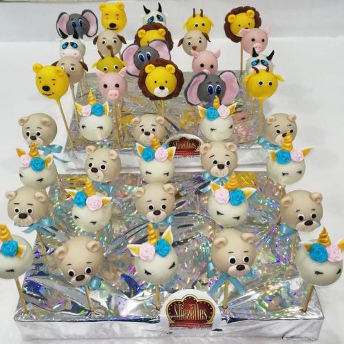Cakepops pops gateau cakepops anniversaire personnalise theme animaux lion girafe 