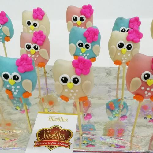 Cakepops pops gateau cakepops anniversaire personnalise theme hibou 