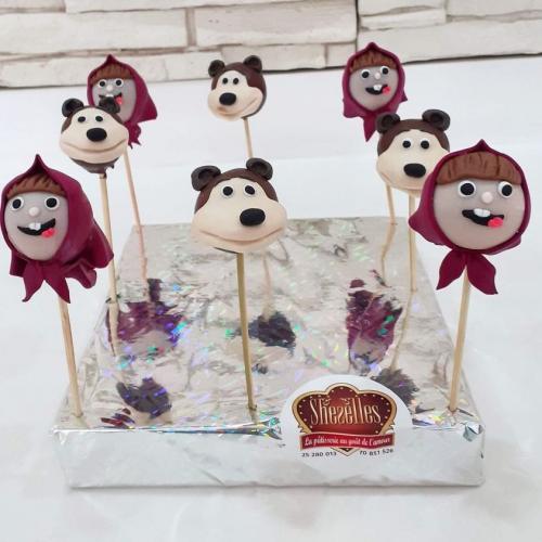 Cakepops pops gateau cakepops anniversaire personnalise theme masha mishka 