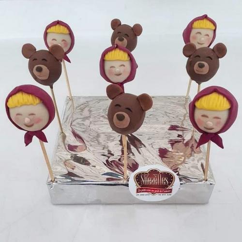 Cakepops pops gateau cakepops anniversaire personnalise theme masha mishka 