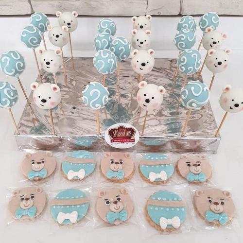 Cakepops pops gateau cakepops anniversaire personnalise theme nounours naissance 