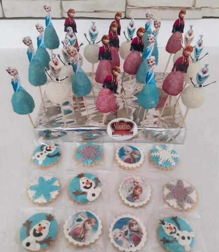 Cakepops pops gateau cakepops anniversaire personnalise theme reine des neiges 