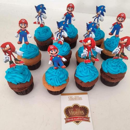 Cupcakes anniversaire cupcakes cupcake personnalise theme supermario sonic