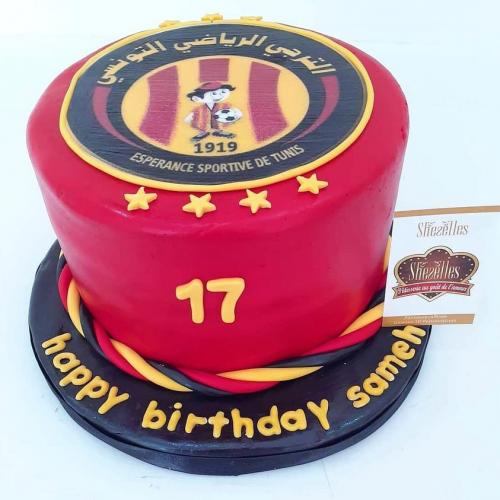 Gateau anniversaire sport foot basket tennis terrain foot Club Africain Espérance Sportif Tunis Etoile Sahel Ronaldo PSG OM Real Madrid