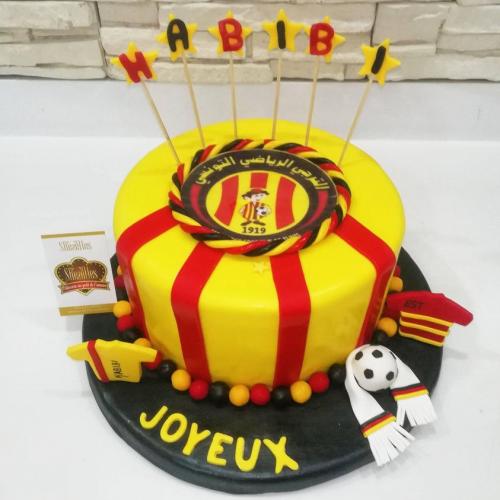 Gateau anniversaire sport foot basket tennis terrain foot Club Africain Espérance Sportif Tunis Etoile Sahel Ronaldo PSG OM Real Madrid